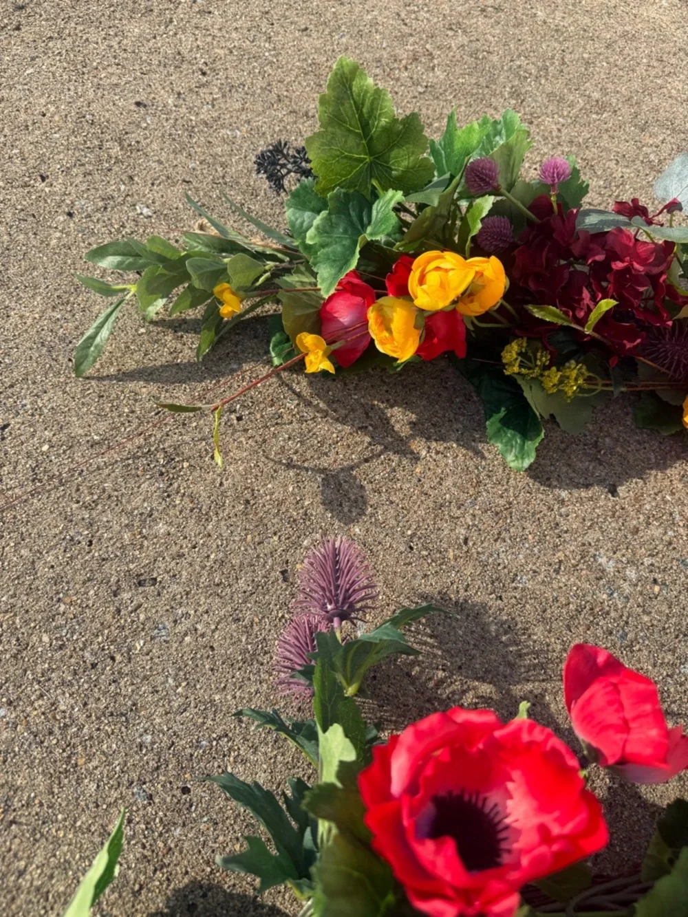 Frontgate Floral Garland - Vibrant Red, Orange, Yellow - NWT